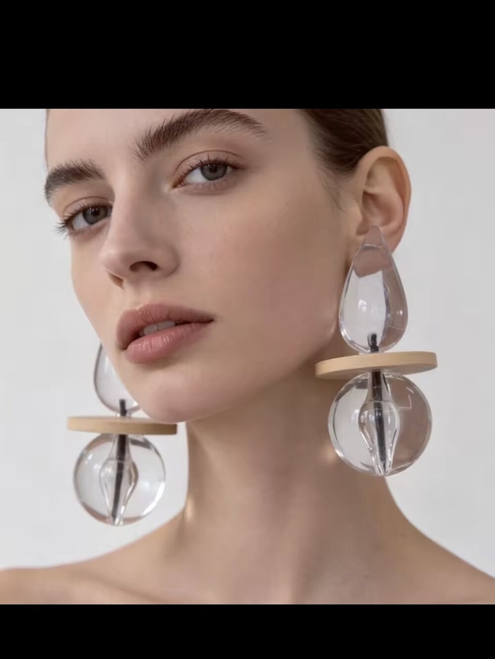 Clear Crystal Teardrop Double-Drop Earrings - Transparent